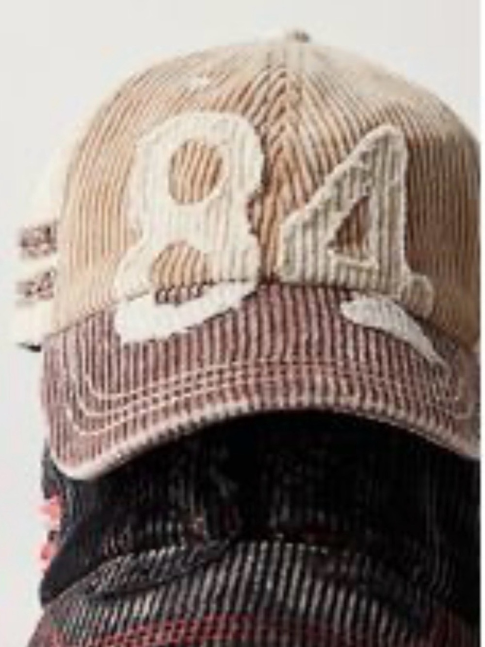 Free People Hollie Varsity Baseball Hat In Distressed Corduroy NWT